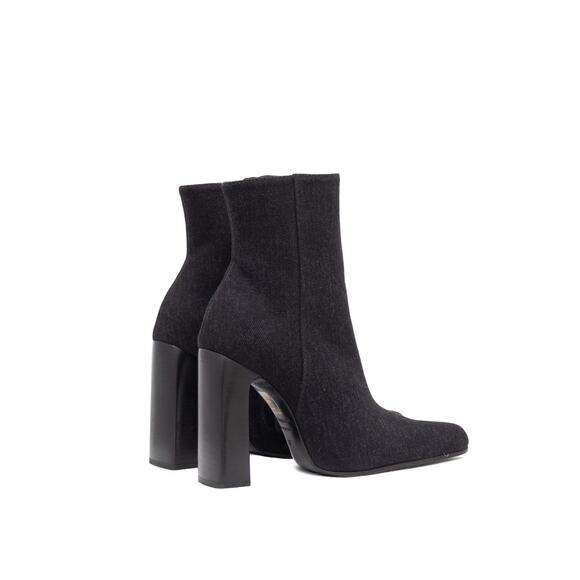 940$ BALENCIAGA Denim Ankle Hidden Side Zip Block Heel Boots Grey 37 / US 7 - Picture 7 of 14